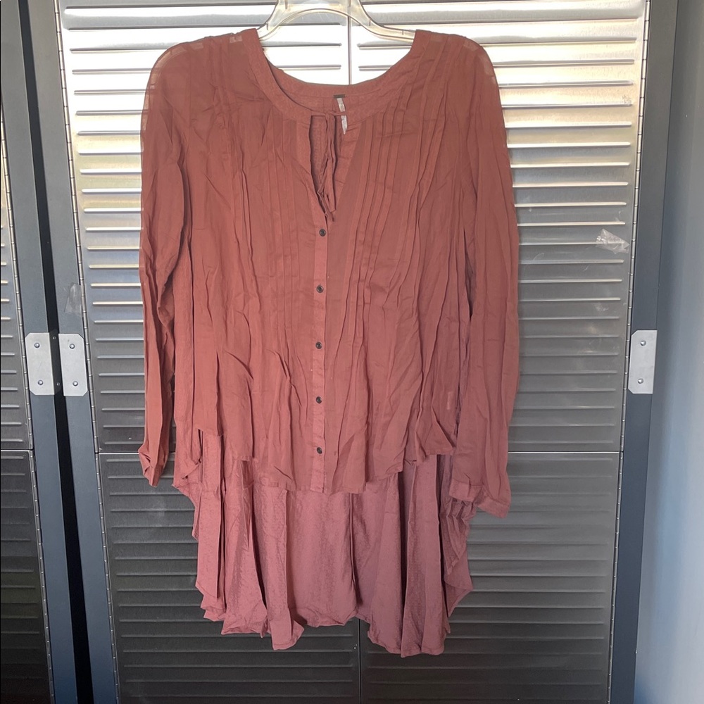 Free Peoole Terracotta Textured Blouse